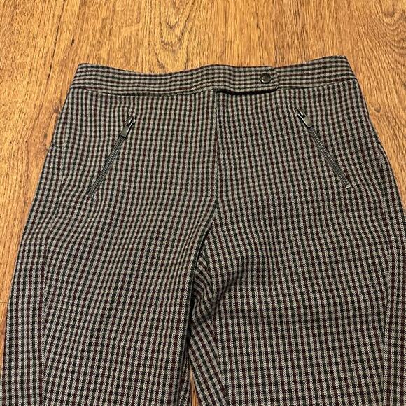 Gerald Darrel Brown Plaid pants skinny casual front zipper pockets size 36 - Picture 6 of 12